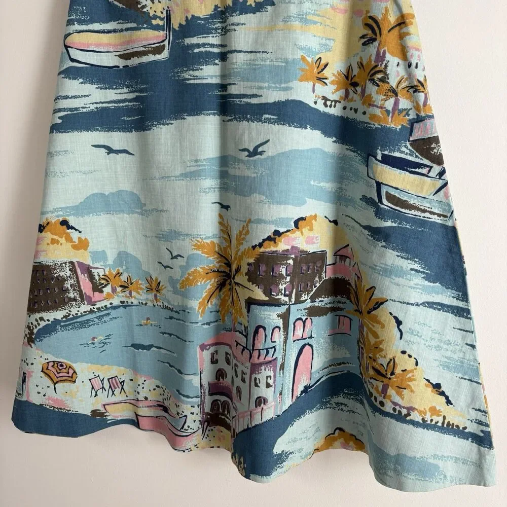 Boden Nancy Riviera Novelty Print Skirt (Sz 6 Long) A-line Knee Length Europe - Picture 4 of 9